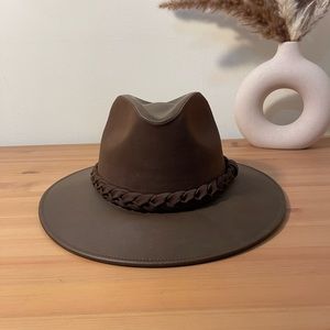 Leather Brown Fedora Hat